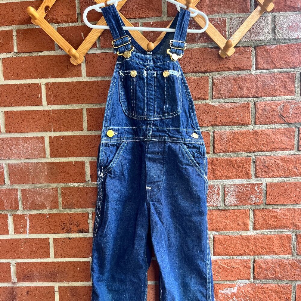 Vintage Kids LEE Bib Overalls - 70's Kids Denim Overalls - Made in USA